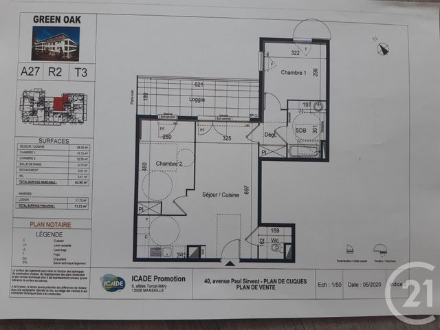 Afficher la photo en grand Appartement F3 à vendre - 3 pièces - 62.95 m2 - PLAN DE CUQUES - 13 - PROVENCE-ALPES-COTE-D-AZUR - Century 21 Immo-Conseil
